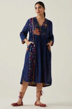Sunira Designs Blue Gulzaar A-line Dress