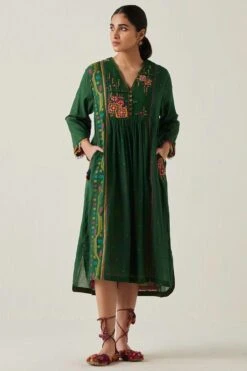 Sunira Designs Green Gulzaar A-line Dress