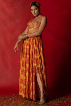 Pooja Keyur Yellow Aari Embroidered Maxi Dress -Echoo Clothing Shop 229pk31 3
