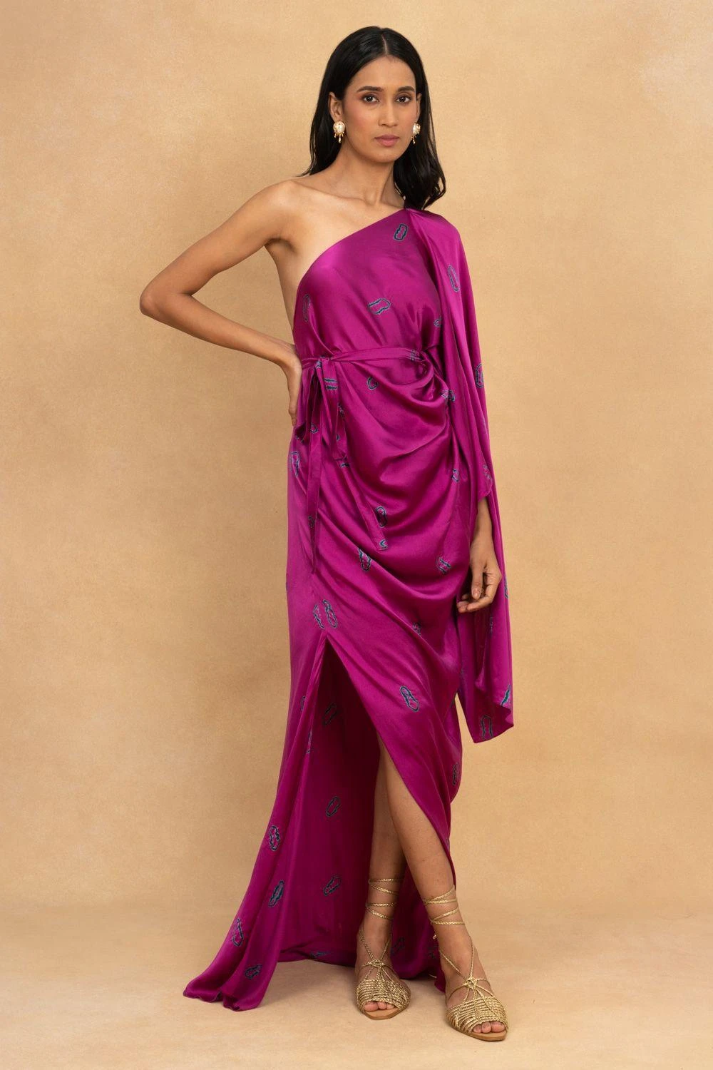 Stephany Purple Tie & Dye One Shoulder Dress 3 Stephany Purple Tie & Dye One Shoulder Dress