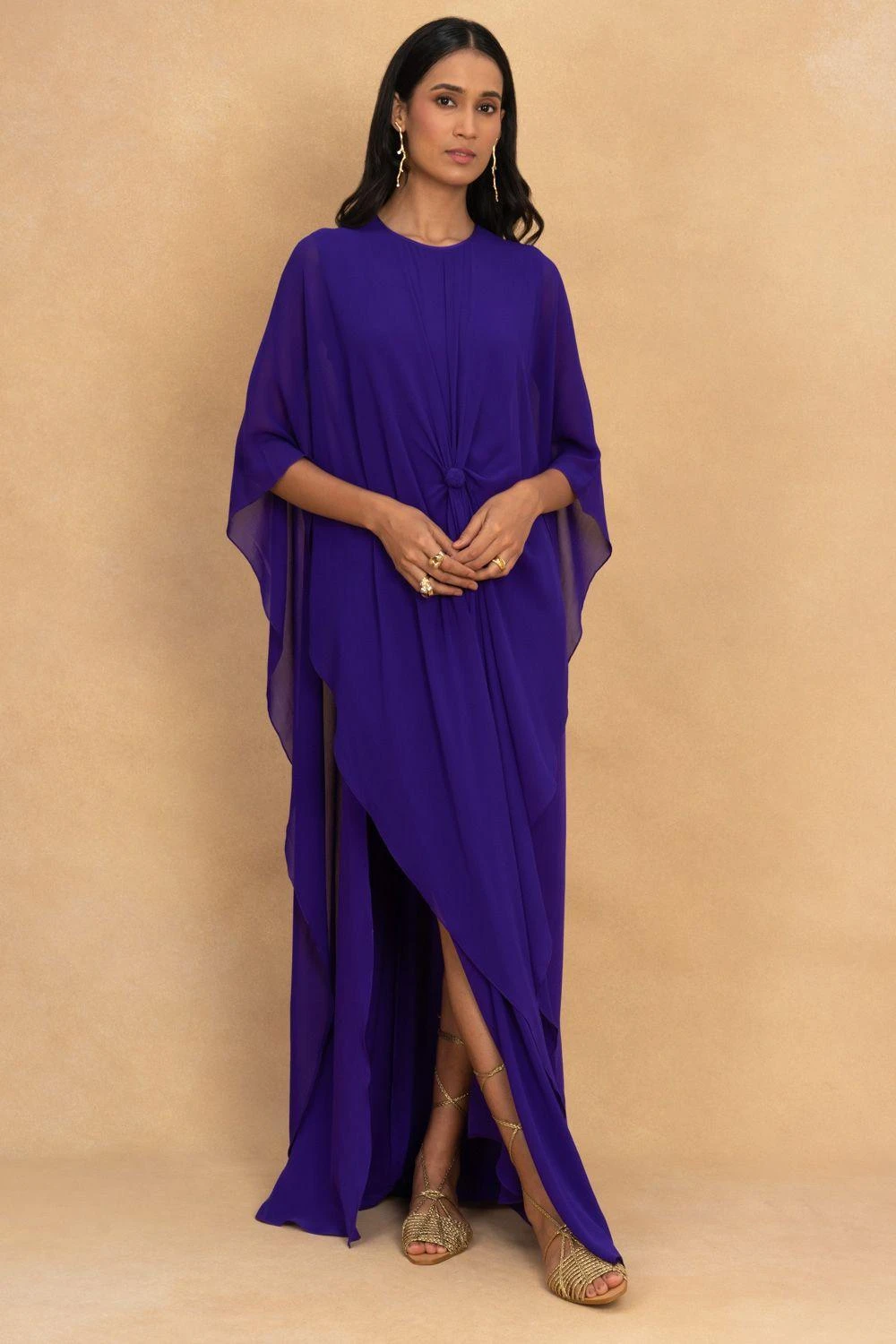 Stephany Purple Front Knot Kaftan Dress 3 Stephany Purple Front Knot Kaftan Dress