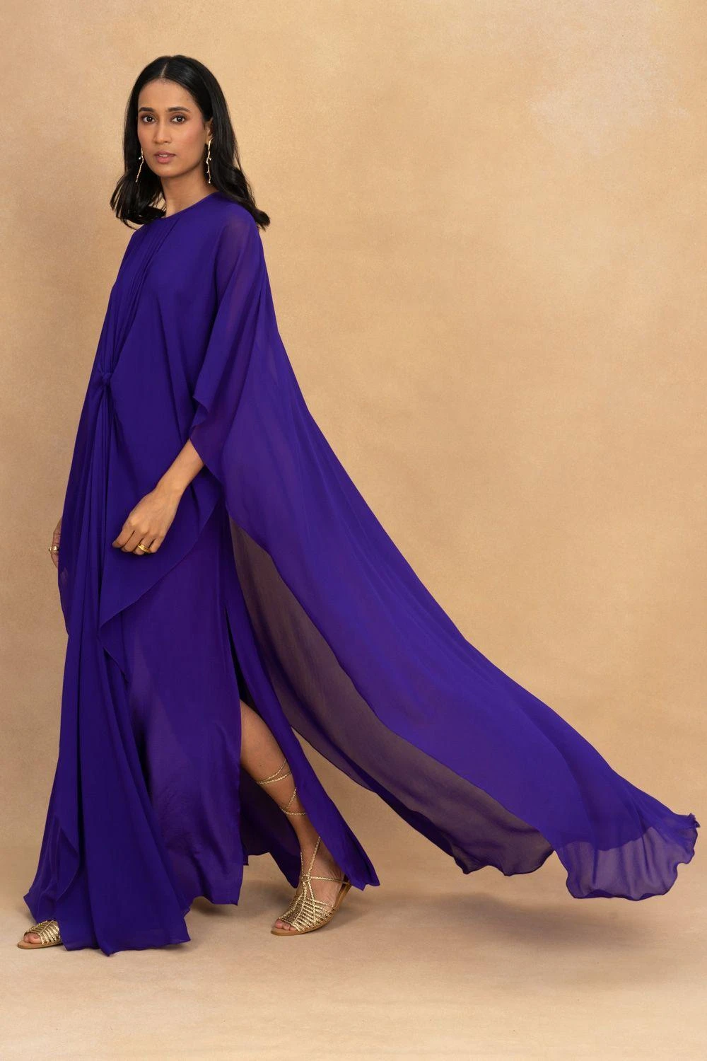Stephany Purple Front Knot Kaftan Dress 4 Stephany Purple Front Knot Kaftan Dress - Image 2