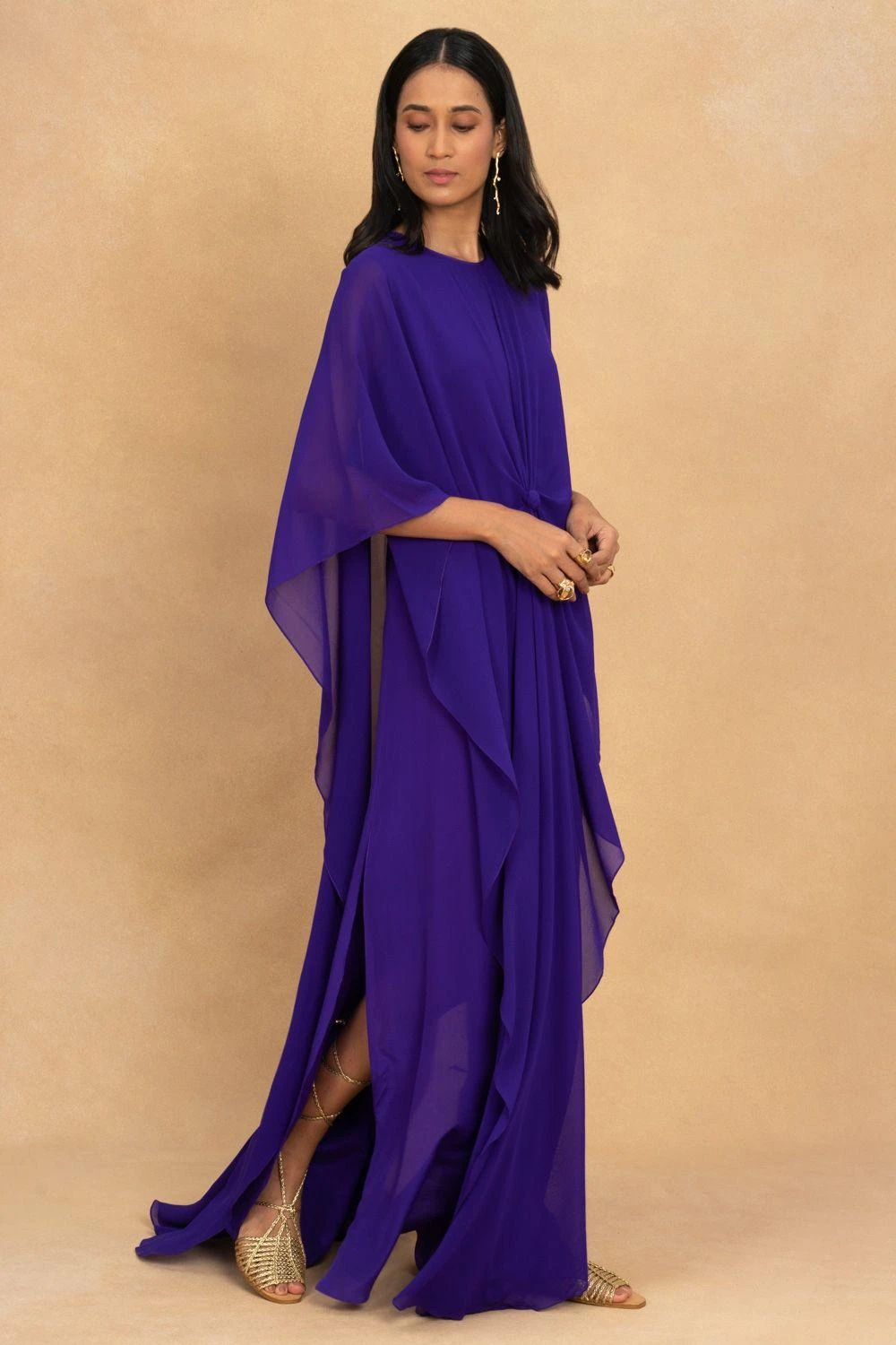 Stephany Purple Front Knot Kaftan Dress 5 Stephany Purple Front Knot Kaftan Dress - Image 3