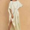 Stephany Beige Front Knot Kaftan Dress -Echoo Clothing Shop 230523sy12 1
