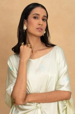 Stephany Beige Front Knot Kaftan Dress -Echoo Clothing Shop 230523sy12 4