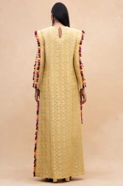 Payal Singhal Yellow Embroidered Dress With Multicolour Tassels -Echoo Clothing Shop 232pys3 5