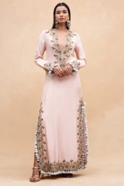 Payal Singhal Rose Pink Embroidered Dress With Tassels