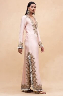 Payal Singhal Rose Pink Embroidered Dress With Tassels -Echoo Clothing Shop 232pys8 3