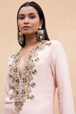 Payal Singhal Rose Pink Embroidered Dress With Tassels -Echoo Clothing Shop 232pys8 4