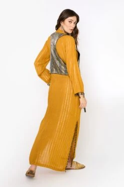 Heirloom By Rara Avis Yellow Ochre Embroidered Column Dress -Echoo Clothing Shop 23rh34 4 1