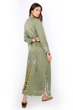 Heirloom By Rara Avis Sage Green Hamsa Embroidered Column Dress -Echoo Clothing Shop 23rh48 5