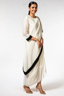 Aikeyah White Asymmetric Drape Dress -Echoo Clothing Shop 24042023ay02 3