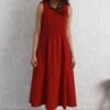 Kishmish Deep Red Smocked Dress -Echoo Clothing Shop 240523km08 1