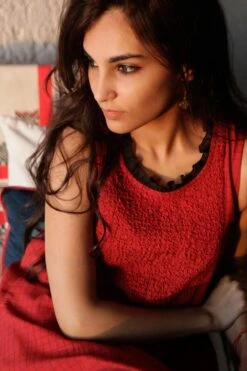 Kishmish Deep Red Smocked Dress -Echoo Clothing Shop 240523km08 4