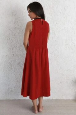 Kishmish Deep Red Smocked Dress -Echoo Clothing Shop 240523km08 5