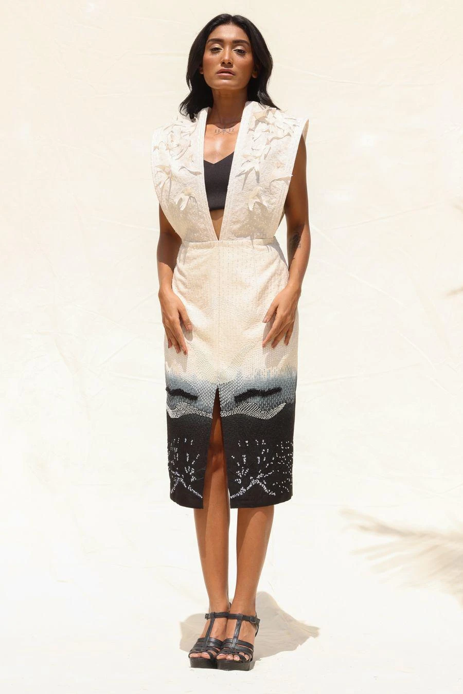 Richa Khemka Beige & Black Embellished Dress 3 Richa Khemka Beige & Black Embellished Dress