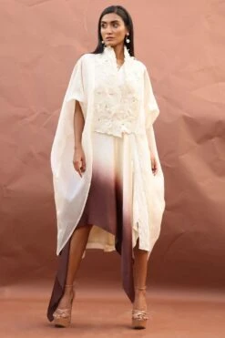 Richa Khemka Beige & Brown Cutwork Kaftan & An Ombre Dress