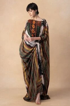 Nikita Mhaisalkar Black Abstract Printed Kaftan Dress