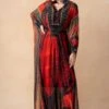 Nikita Mhaisalkar Red & Black Abstract Printed Maxi Dress