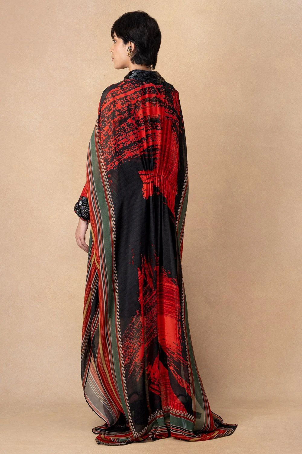 Nikita Mhaisalkar Red & Black Abstract Printed Maxi Dress 7 Nikita Mhaisalkar Red & Black Abstract Printed Maxi Dress - Image 5
