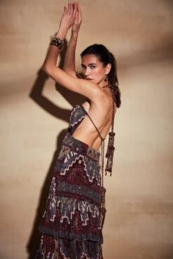 Nikita Mhaisalkar Merlot Tapis Print Maxi Dress -Echoo Clothing Shop 2511nm02 3