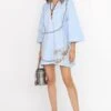 Rara Avis Sky Blue Checkered Shift Dress
