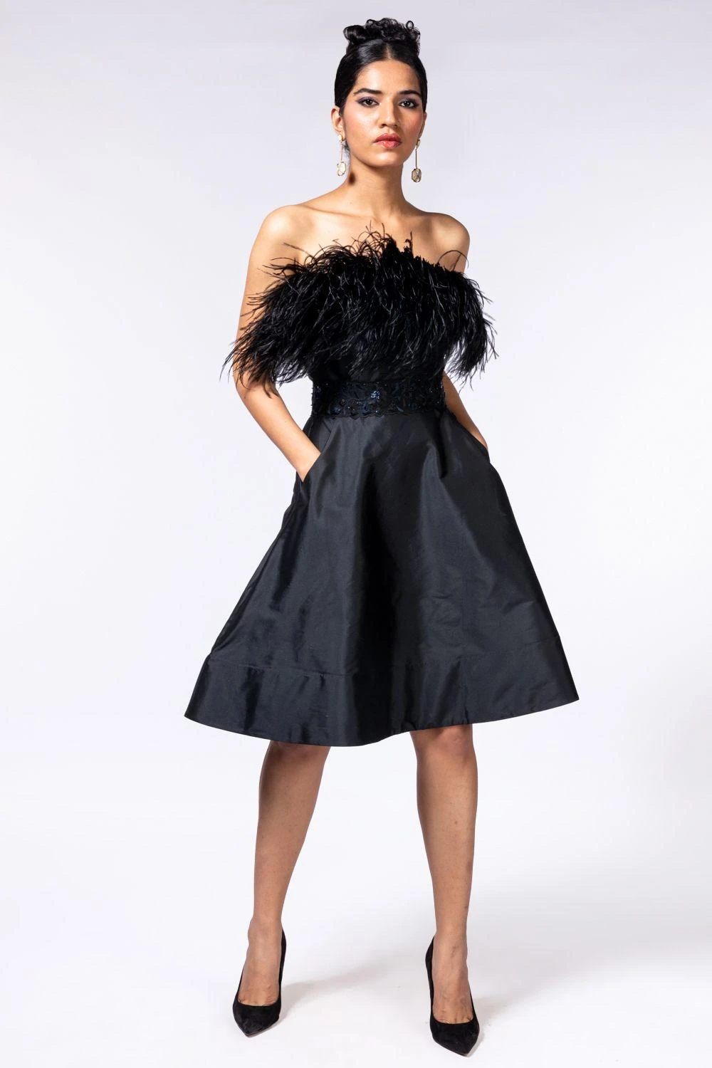 Shriya Som Taffeta Feather Black Dress 4 Shriya Som Taffeta Feather Black Dress - Image 2