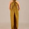 AMPM Ezra Earthy Brown Silk Dress Top-pant Set