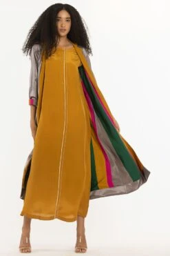 Three Greige Reversible Jacket With A Dress