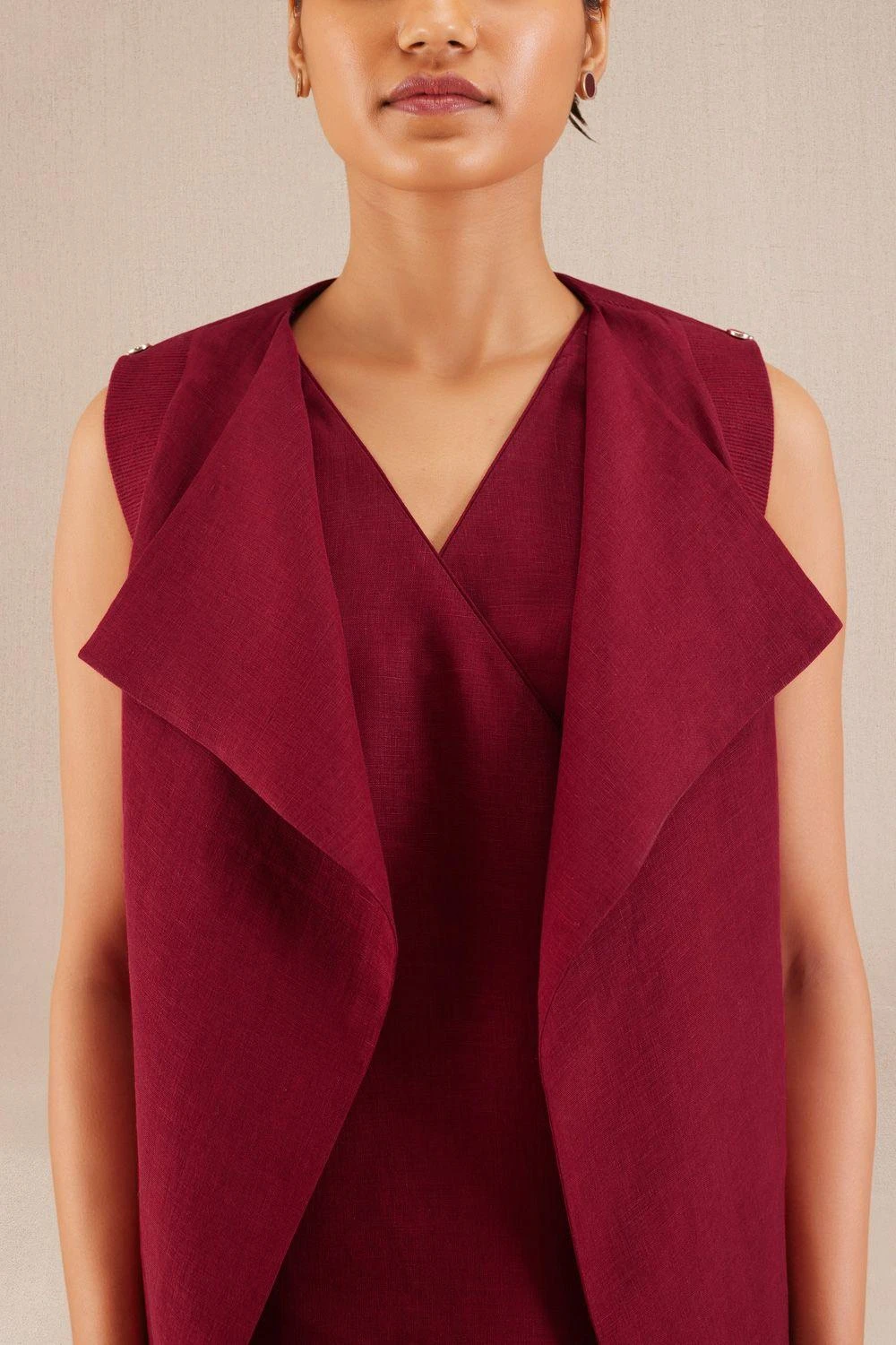 AMPM Mila Rich Merlot Linen Jacket-dress Set 5 AMPM Mila Rich Merlot Linen Jacket-dress Set - Image 3