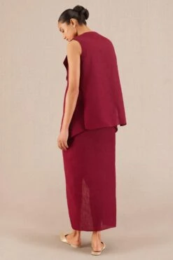 AMPM Mila Rich Merlot Linen Jacket-dress Set 9 AMPM Mila Rich Merlot Linen Jacket-dress Set -Echoo Clothing Shop 271223am41 4