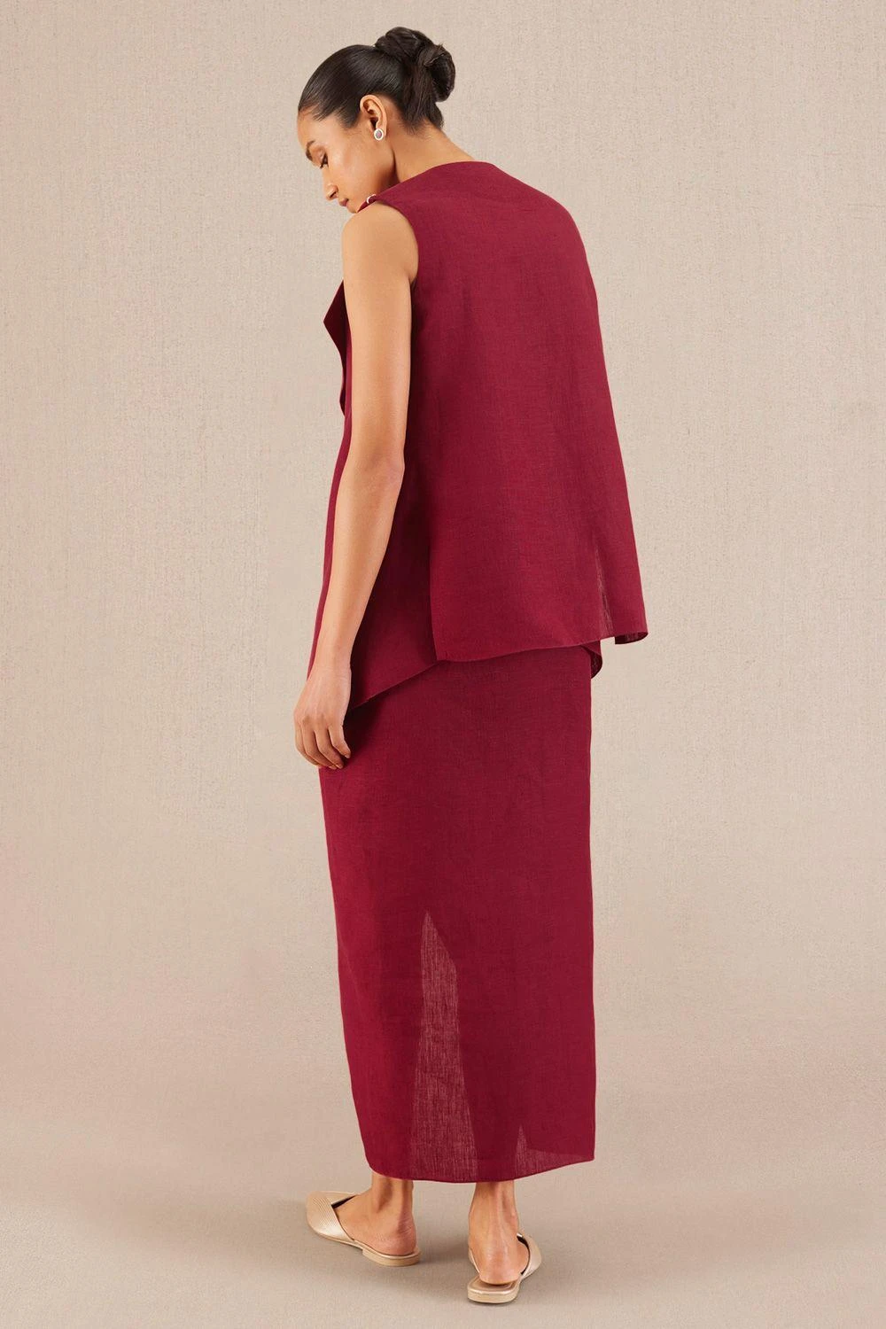 AMPM Mila Rich Merlot Linen Jacket-dress Set 6 AMPM Mila Rich Merlot Linen Jacket-dress Set - Image 4