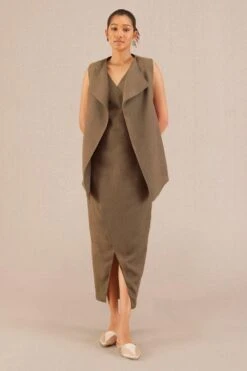AMPM Mila Natural Brown Linen Jacket-dress Set