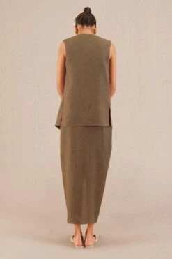 AMPM Mila Natural Brown Linen Jacket-dress Set 9 AMPM Mila Natural Brown Linen Jacket-dress Set -Echoo Clothing Shop 271223am42 4