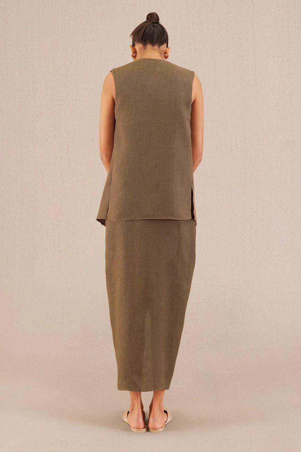 AMPM Mila Natural Brown Linen Jacket-dress Set 6 AMPM Mila Natural Brown Linen Jacket-dress Set - Image 4