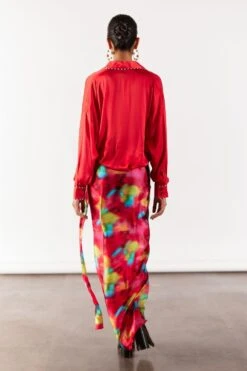 Studio RIGU Whimsical Pink Poppy Shirt Drape Dress 9 Studio RIGU Whimsical Pink Poppy Shirt Drape Dress -Echoo Clothing Shop 271223sr10 4