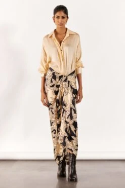 Studio RIGU Modish Black & Hazel Shirt Draped Dress