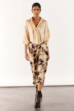 Studio RIGU Modish Black & Hazel Shirt Draped Dress -Echoo Clothing Shop 271223sr18 3