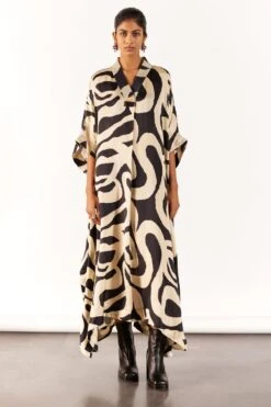 Studio RIGU A La Mode Black Chestnut Kaftan Dress