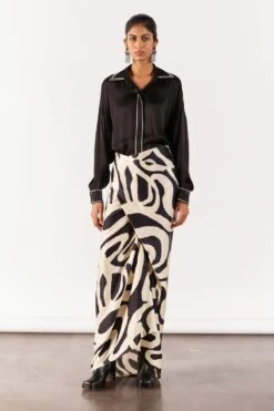 Studio RIGU Modish Black Chestnut Shirt Draped Dress