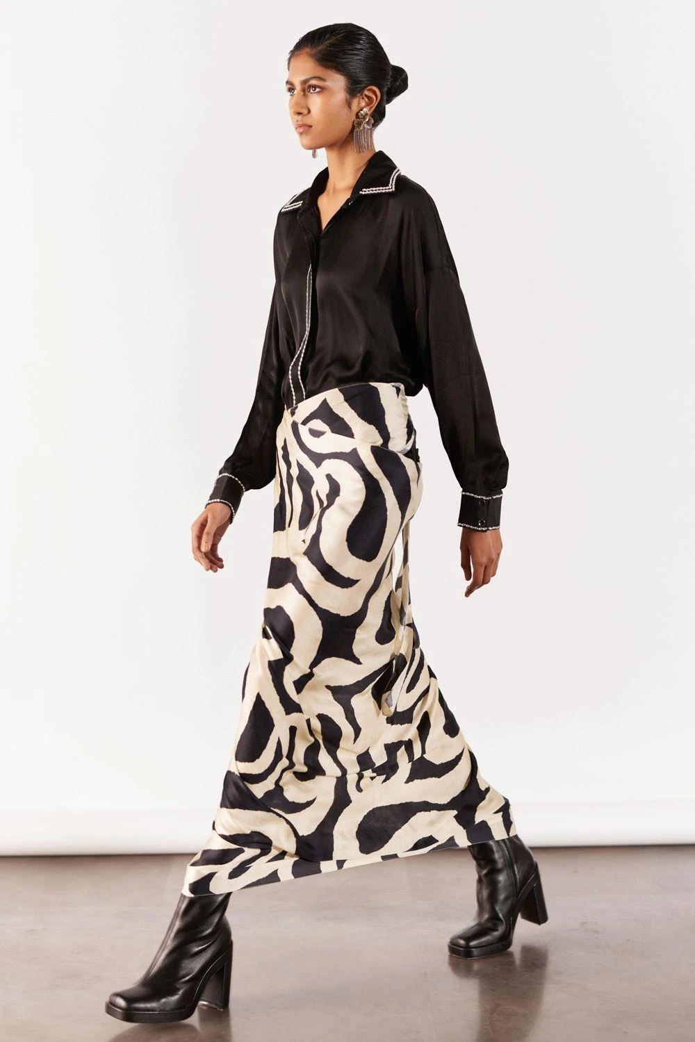 Studio RIGU Modish Black Chestnut Shirt Draped Dress 4 Studio RIGU Modish Black Chestnut Shirt Draped Dress - Image 2