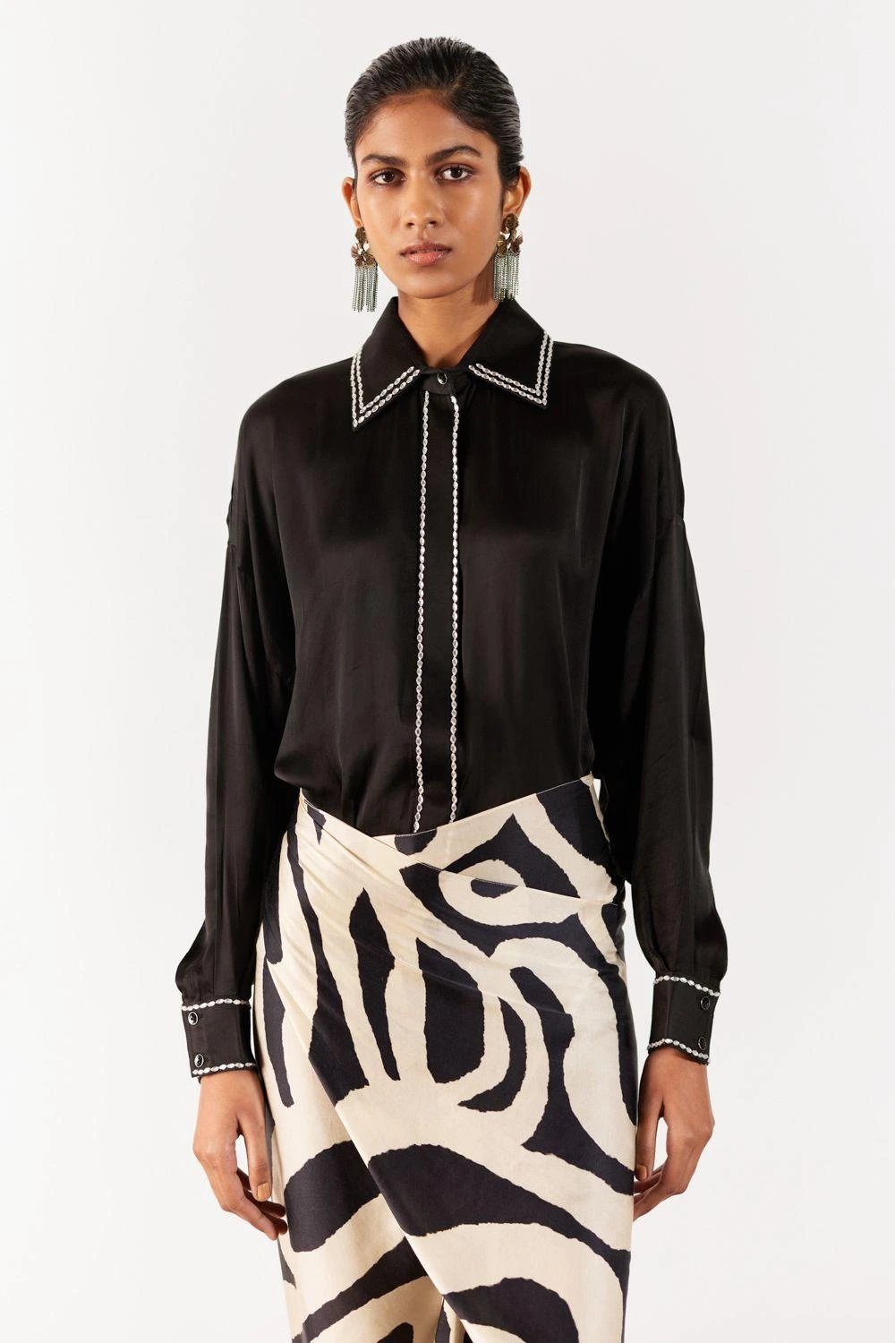 Studio RIGU Modish Black Chestnut Shirt Draped Dress 5 Studio RIGU Modish Black Chestnut Shirt Draped Dress - Image 3