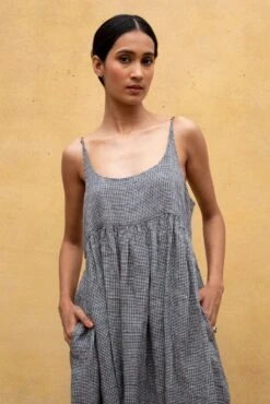Injiri Black & White Linen Checkered Slip Dress -Echoo Clothing Shop 2812inj1 5