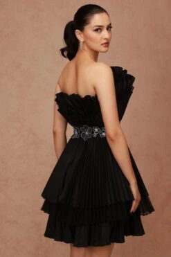 Shriya Som Black Pleated Mini Dress -Echoo Clothing Shop 2812ss38 3