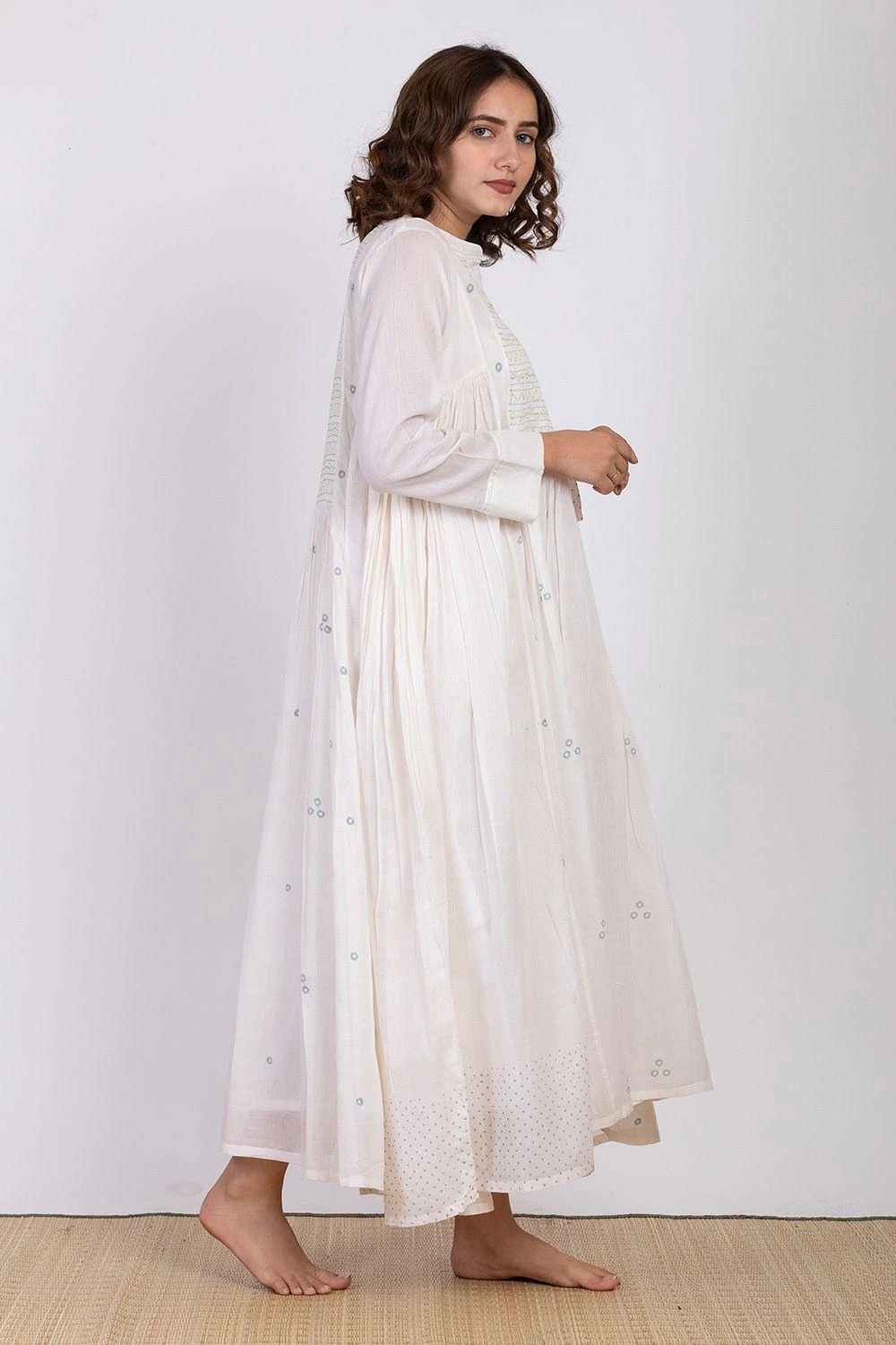 Ekadi White Hand Embroidered Block Print Dress 4 Ekadi White Hand Embroidered Block Print Dress - Image 2