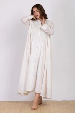 Ekadi White Hand Embroidered Block Print Dress 9 Ekadi White Hand Embroidered Block Print Dress -Echoo Clothing Shop 286ekd20 3