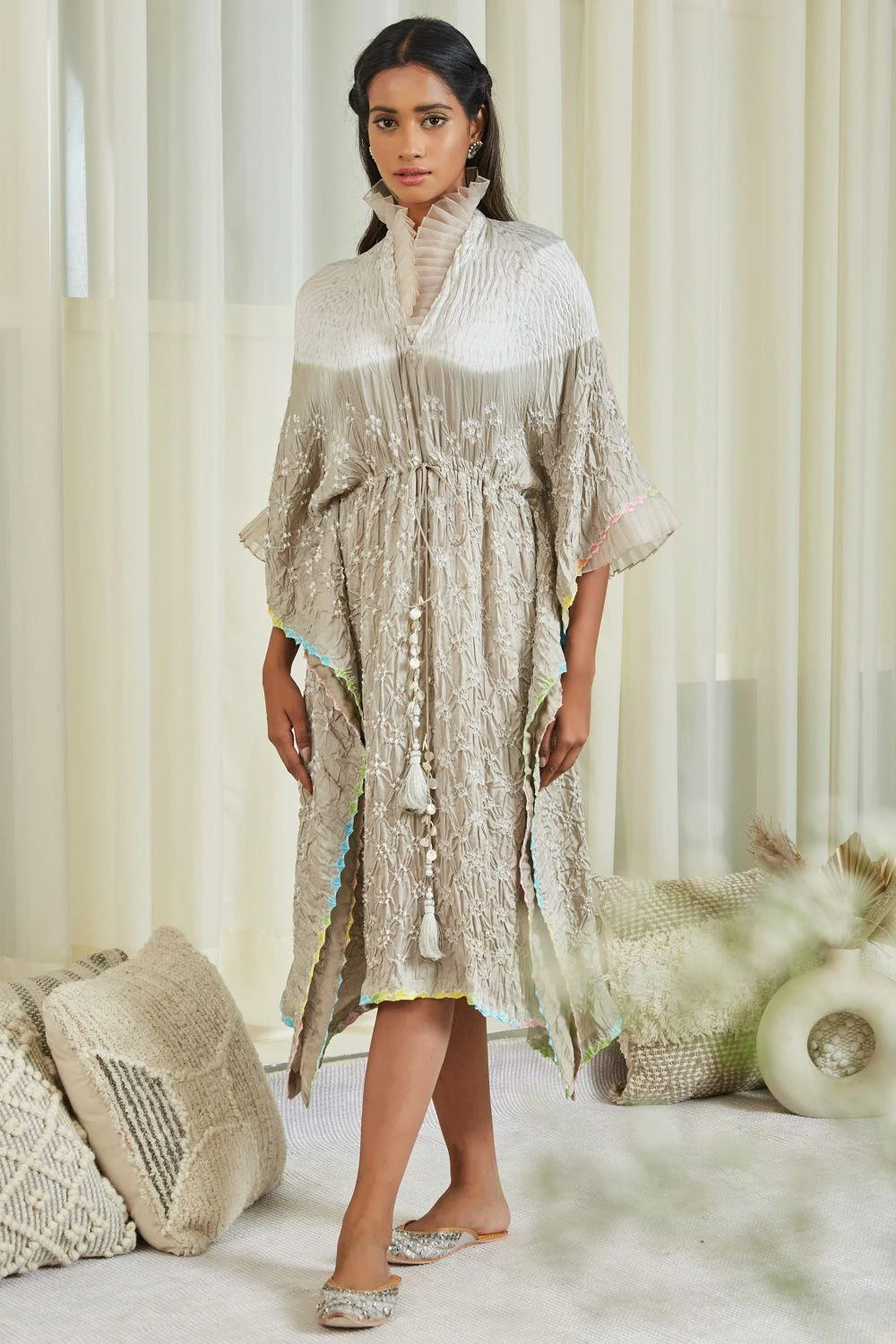 Twenty Nine Brown Shibori Bandhani Kaftan Dress 3 Twenty Nine Brown Shibori Bandhani Kaftan Dress