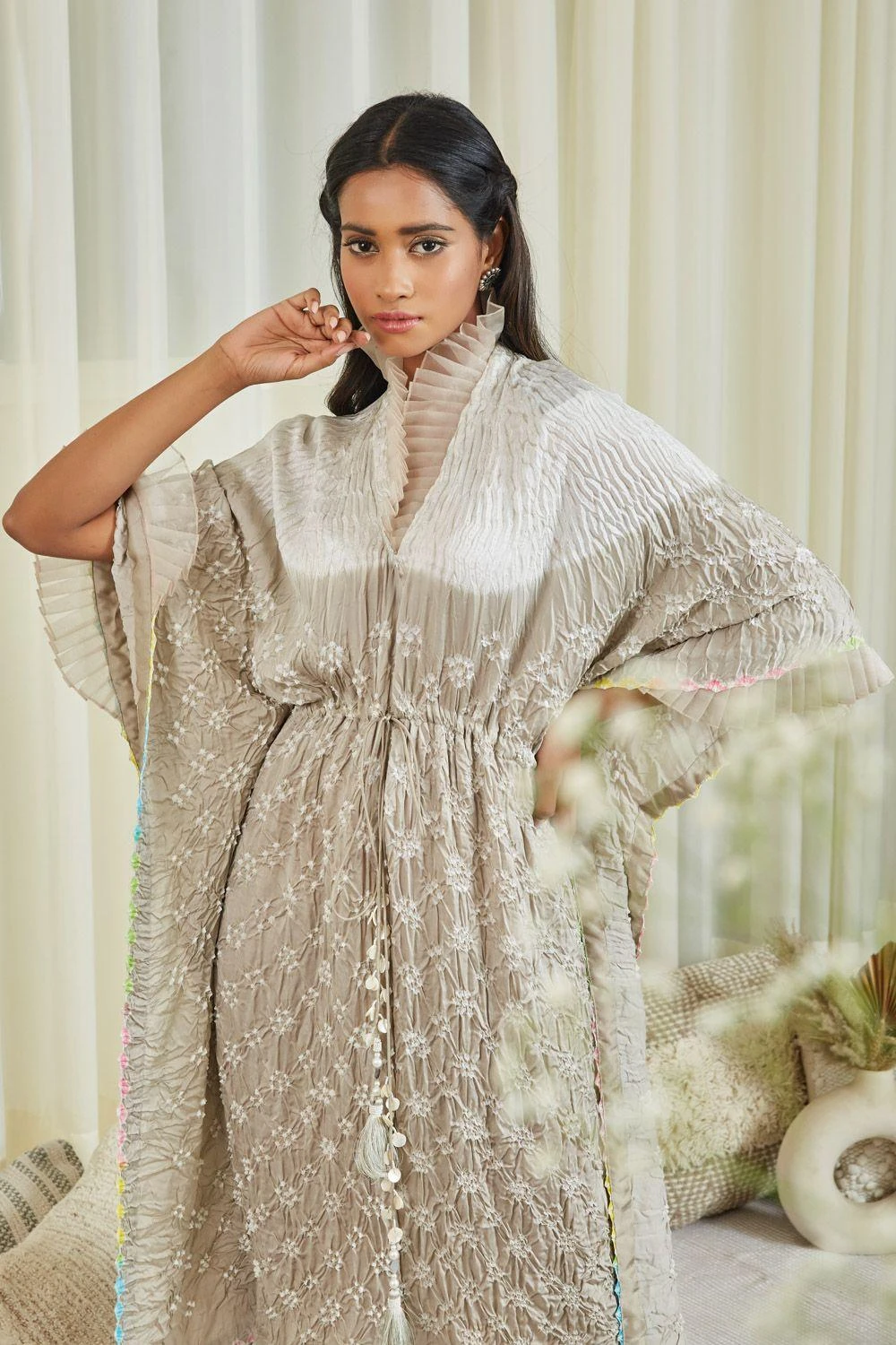 Twenty Nine Brown Shibori Bandhani Kaftan Dress 4 Twenty Nine Brown Shibori Bandhani Kaftan Dress - Image 2