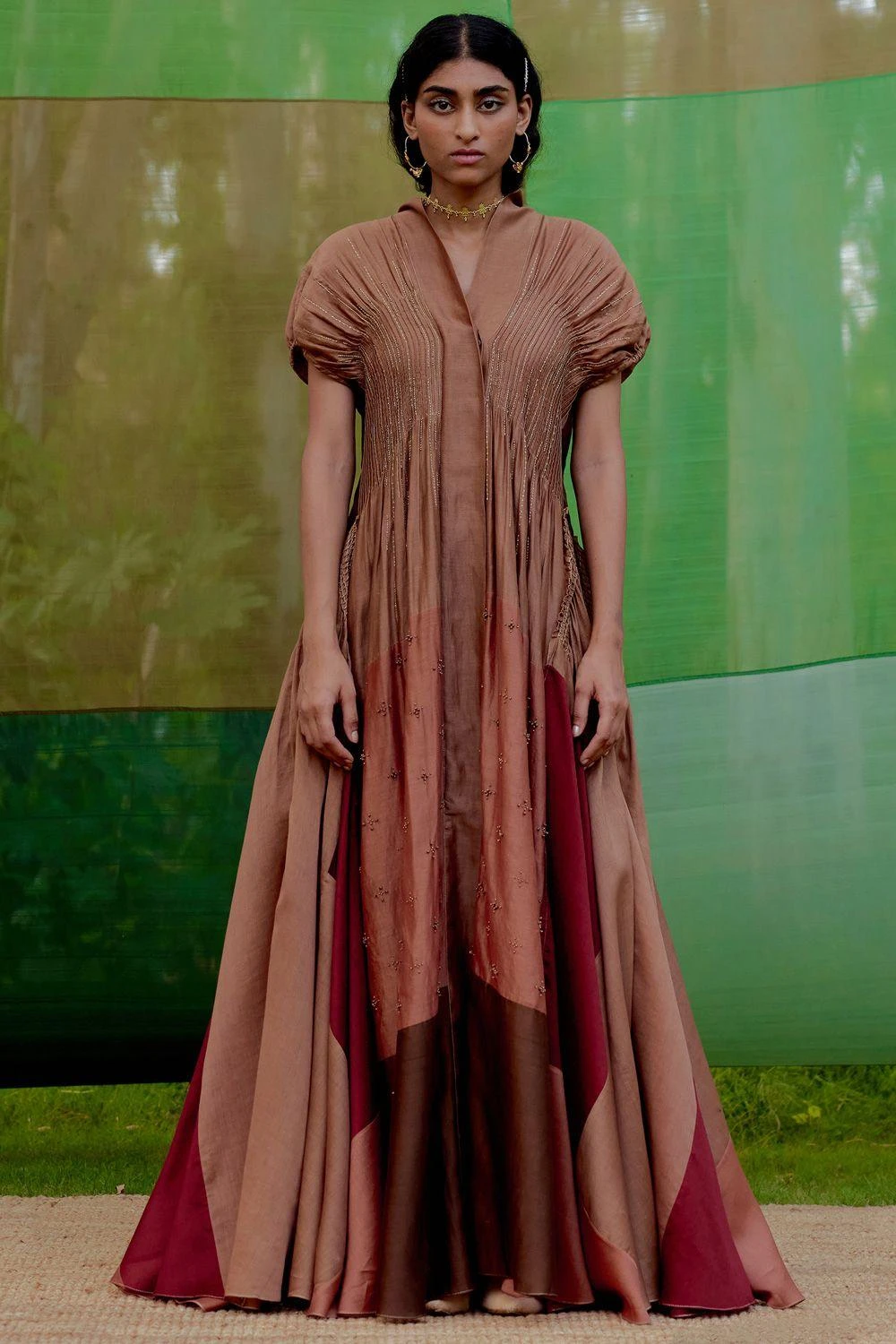 SWGT Maroon Flared Colour Block Dress 3 SWGT Maroon Flared Colour Block Dress