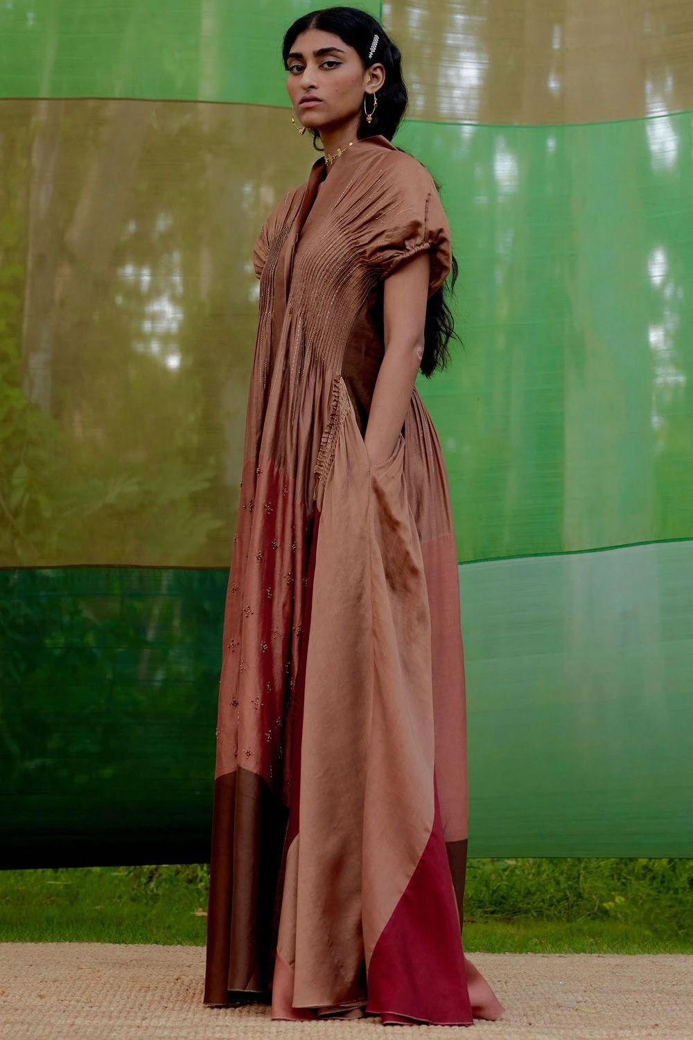 SWGT Maroon Flared Colour Block Dress 4 SWGT Maroon Flared Colour Block Dress - Image 2